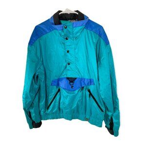 Vintage Mountain Goat Anorak Winter Jacket Pullover Ski Coat Teal Mens Small